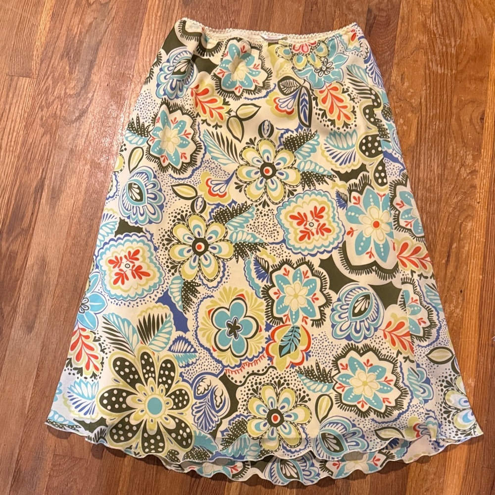 Christopher & Banks Floral Midi Skirt - Blue, Green, Orange